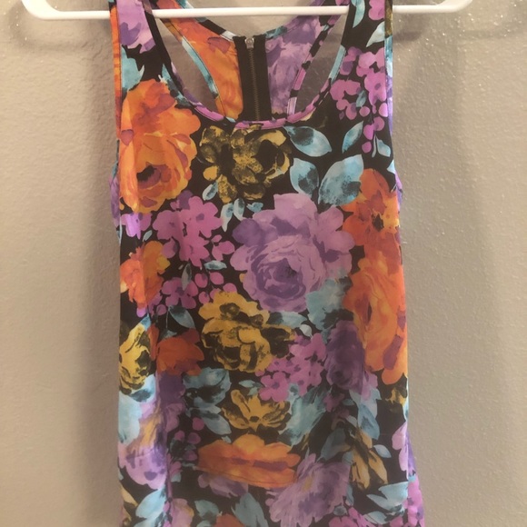 High low floral print racerback top - Picture 2 of 3